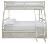 Robbinsdale Antique White Twin over Full Bunk Bed with Storage and Mattresses - Ornate Home