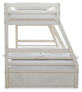 Robbinsdale Antique White Twin over Full Bunk Bed with Storage and Mattresses - Ornate Home