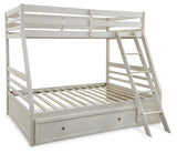 Robbinsdale Antique White Twin over Full Bunk Bed with Storage and Mattresses - Ornate Home