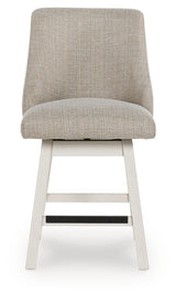 Robbinsdale Antique White Upholstered Swivel Barstool (Set of 2) (Online Special Price) - Ornate Home