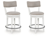 Robbinsdale Antique White Upholstered Swivel Barstool (Set of 2) (Online Special Price) - Ornate Home