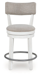 Robbinsdale Antique White Upholstered Swivel Barstool (Set of 2) (Online Special Price) - Ornate Home