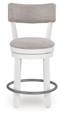 Robbinsdale Antique White Upholstered Swivel Barstool (Set of 2) - Ornate Home