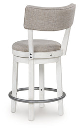 Robbinsdale Antique White Upholstered Swivel Barstool (Set of 2) - Ornate Home