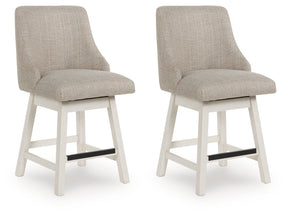 Robbinsdale Antique White Upholstered Swivel Barstool (Set of 2) - Ornate Home