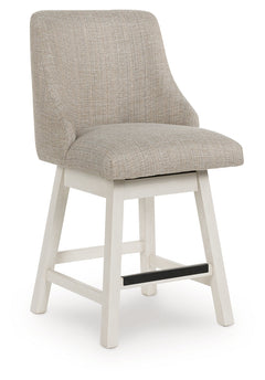 Robbinsdale Antique White Upholstered Swivel Barstool (Set of 2) - Ornate Home