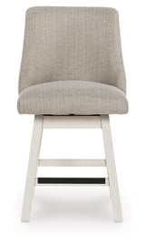 Robbinsdale Antique White Upholstered Swivel Barstool (Set of 2) - Ornate Home