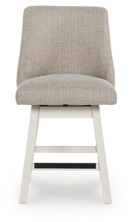 Robbinsdale Antique White Upholstered Swivel Barstool (Set of 2) - Ornate Home