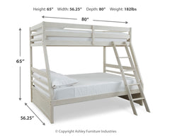 Robbinsdale Antique White/White Twin over Full Bunk Bed and Mattresses - Ornate Home