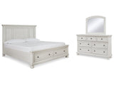 Robbinsdale White King Panel Storage Bedroom Set with Dresser and Mirror (Online Special Price) - Ornate Home