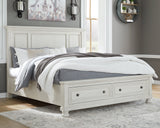 Robbinsdale White King Panel Storage Bedroom Set with Dresser and Mirror (Online Special Price) - Ornate Home