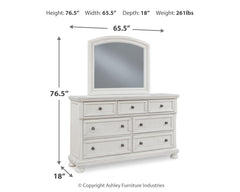 Robbinsdale White King Panel Storage Bedroom Set with Dresser and Mirror - Ornate Home