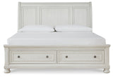 Robbinsdale White King Sleigh Storage Bedroom Set with Dresser and Mirror (Online Special Price) - Ornate Home