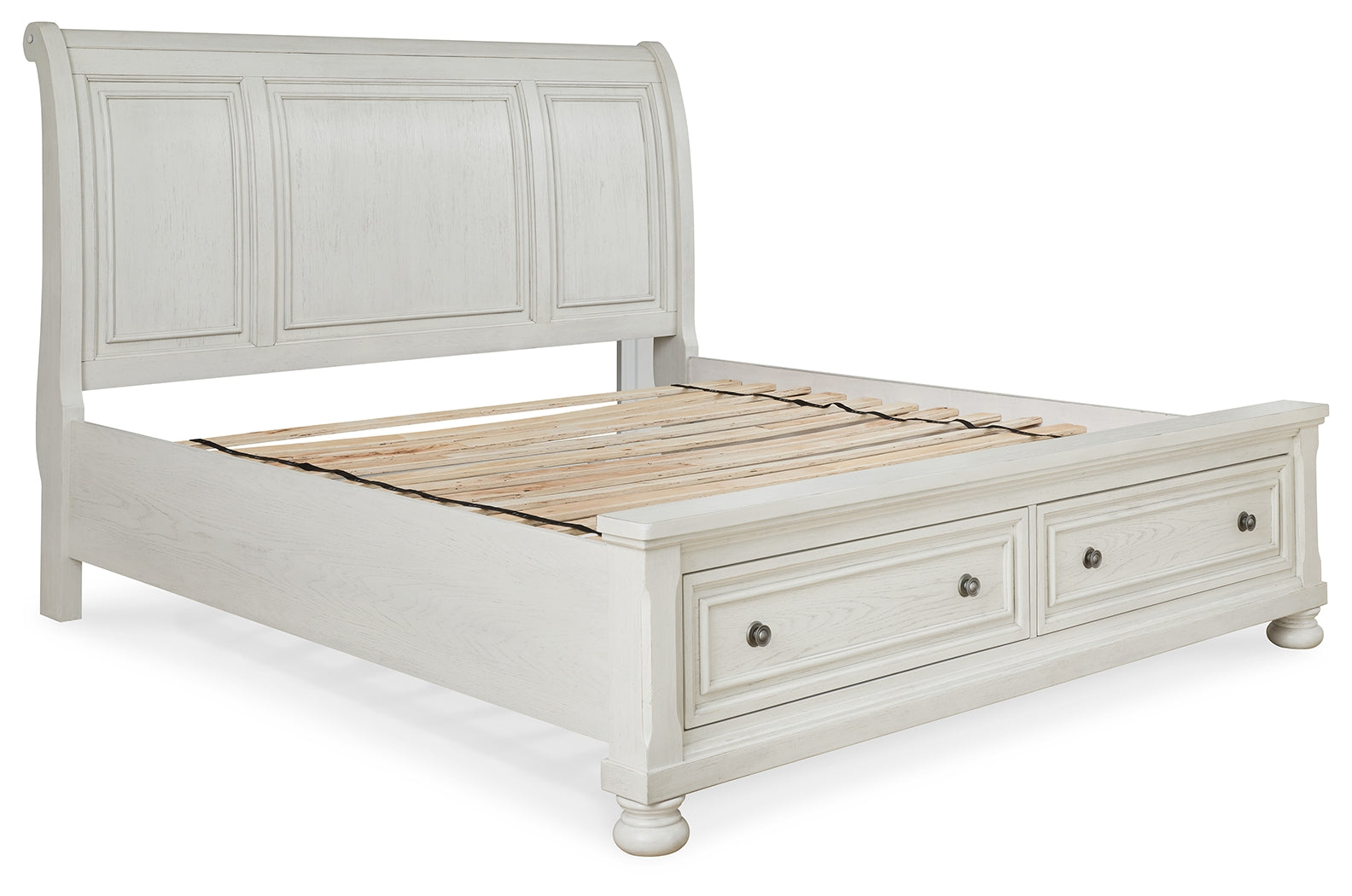 Robbinsdale White King Sleigh Storage Bedroom Set with Dresser and Mirror (Online Special Price) - Ornate Home