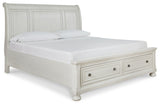 Robbinsdale White King Sleigh Storage Bedroom Set with Dresser and Mirror (Online Special Price) - Ornate Home
