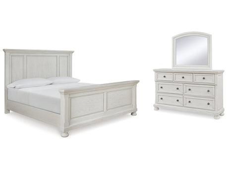 Robbinsdale White Queen Panel Bedroom Set with Dresser and Mirror - Ornate Home