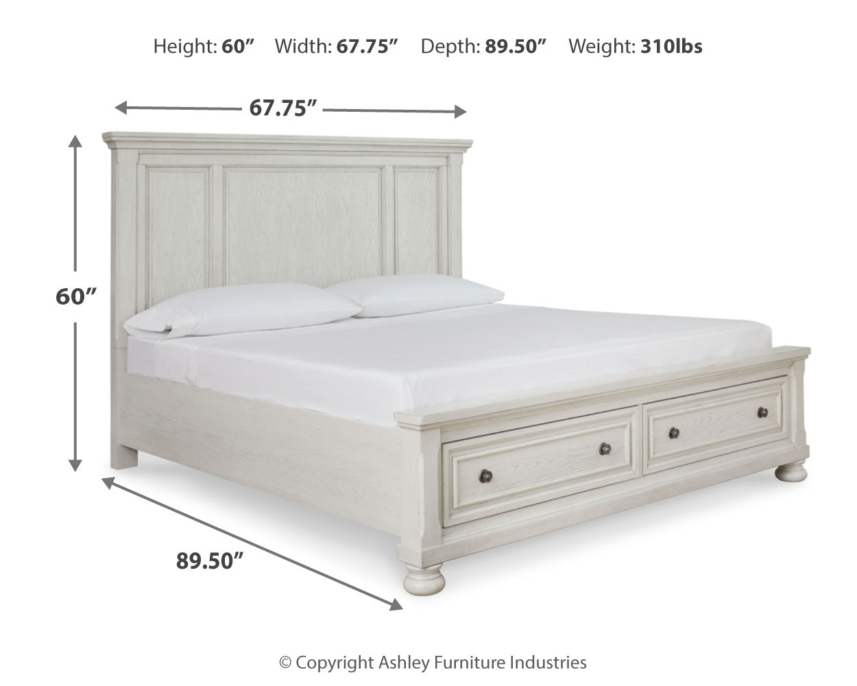 Robbinsdale White Queen Panel Storage Bedroom Set with Dresser, Mirror and Chest (Online Special Price) - Ornate Home