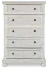 Robbinsdale White Queen Panel Storage Bedroom Set with Dresser, Mirror and Chest - Ornate Home