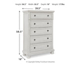 Robbinsdale White Queen Panel Storage Bedroom Set with Dresser, Mirror and Chest - Ornate Home