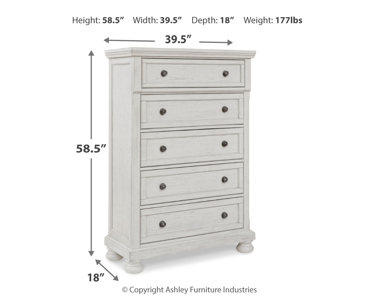 Robbinsdale White Queen Panel Storage Bedroom Set with Dresser, Mirror and Chest - Ornate Home