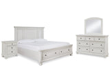 Robbinsdale White Queen Storage Bedroom Set with Dresser, Mirror and Nightstand (Online Special Price) - Ornate Home
