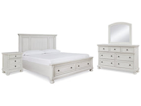 Robbinsdale White Queen Storage Bedroom Set with Dresser, Mirror and Nightstand (Online Special Price) - Ornate Home