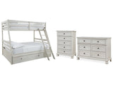 Robbinsdale White Twin over Full Bunk Bedroom Set with Dresser and Chest - Ornate Home