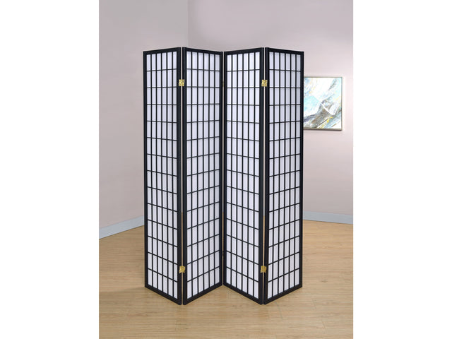 Roberto Black & White 4 Panel Folding Screen - Ornate Home