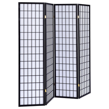 Roberto Black & White 4 Panel Folding Screen - Ornate Home