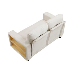 Robinson Beige Pull-Out Loveseat with Storage Shelves and USB Charging Ports - Ornate Home