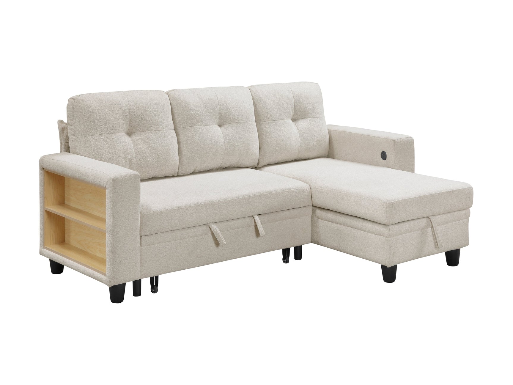 Robinson Beige Sectional with Reversible Chaise and Pull-out Bed - Ornate Home