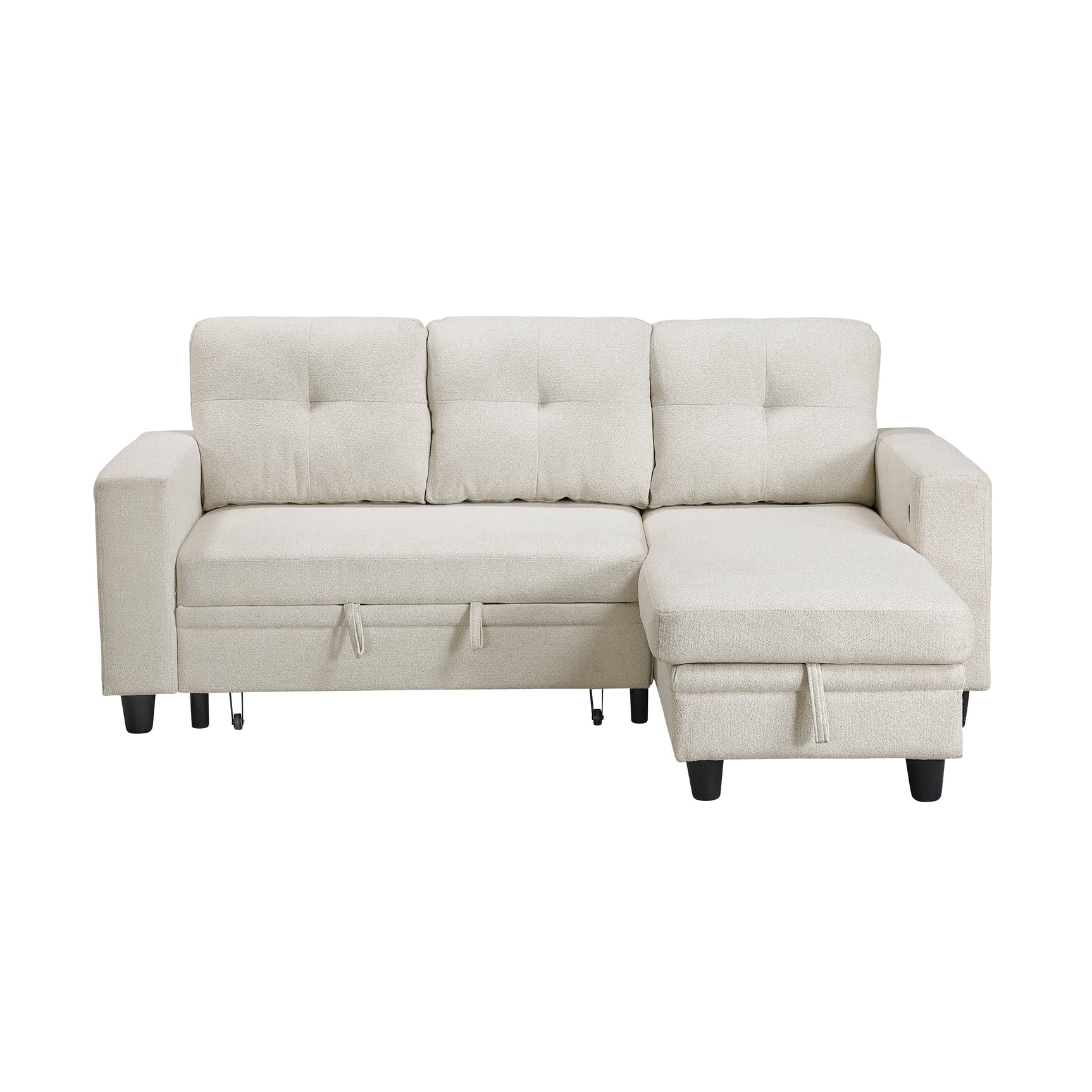 Robinson Beige Sectional with Reversible Chaise and Pull-out Bed - Ornate Home