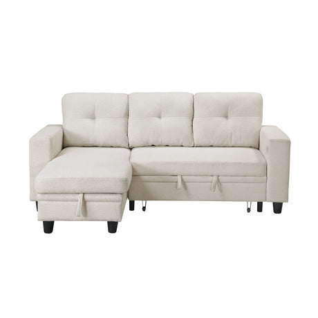 Robinson Beige Sectional with Reversible Chaise and Pull-out Bed - Ornate Home