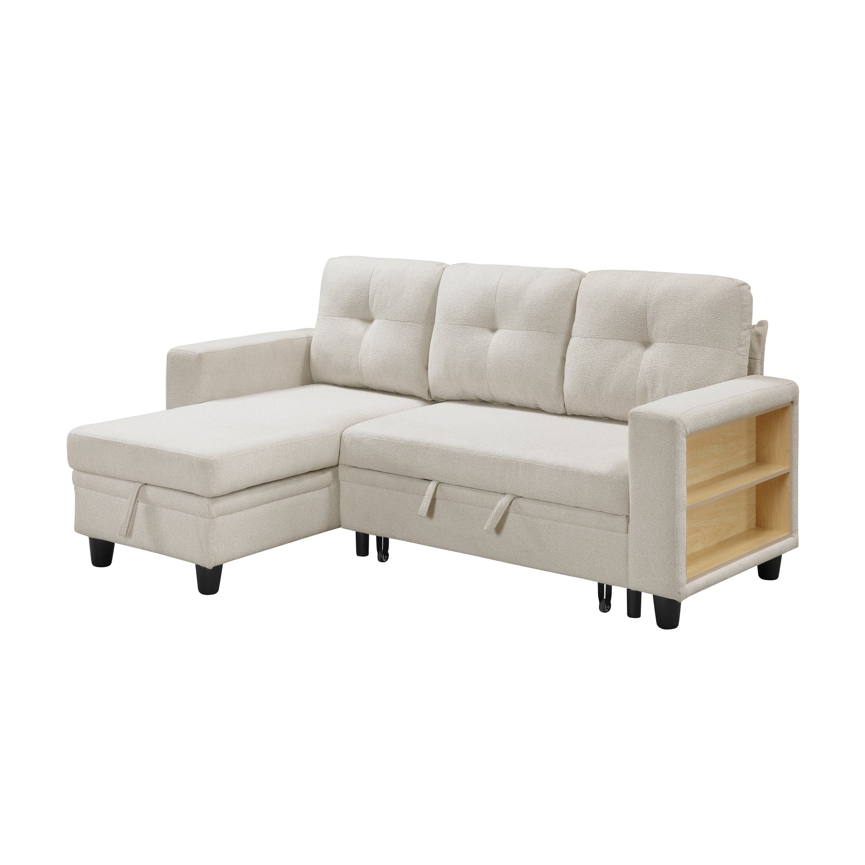 Robinson Beige Sectional with Reversible Chaise and Pull-out Bed - Ornate Home