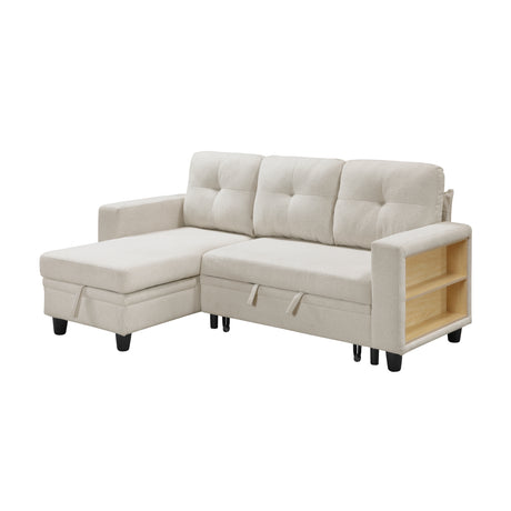 Robinson Beige Sectional with Reversible Chaise and Pull-out Bed - Ornate Home