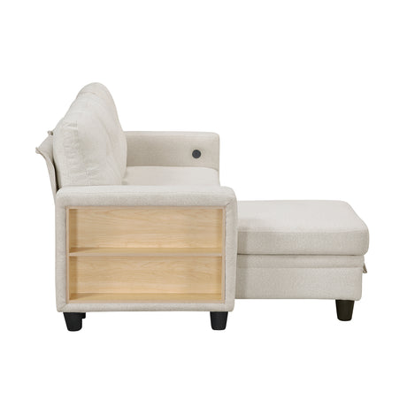 Robinson Beige Sectional with Reversible Chaise and Pull-out Bed - Ornate Home