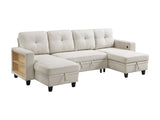 Robinson Beige Sectional with Two Chaises and Pull-out Bed - Ornate Home