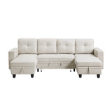 Robinson Beige Sectional with Two Chaises and Pull-out Bed - Ornate Home