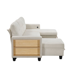 Robinson Beige Sectional with Two Chaises and Pull-out Bed - Ornate Home