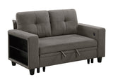 Robinson Dark Brown Pull-Out Loveseat with Storage Shelves and USB Charging Ports - Ornate Home