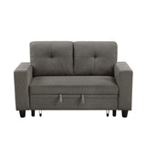 Robinson Dark Brown Pull-Out Loveseat with Storage Shelves and USB Charging Ports - Ornate Home