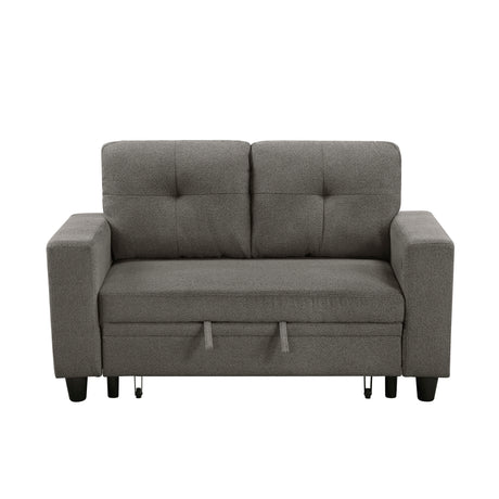 Robinson Dark Brown Pull-Out Loveseat with Storage Shelves and USB Charging Ports - Ornate Home