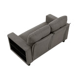 Robinson Dark Brown Pull-Out Loveseat with Storage Shelves and USB Charging Ports - Ornate Home