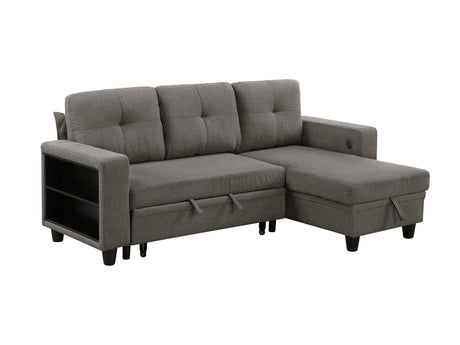 Robinson Dark Brown Sectional with Reversible Chaise and Pull-out Bed - Ornate Home