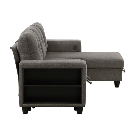 Robinson Dark Brown Sectional with Reversible Chaise and Pull-out Bed - Ornate Home