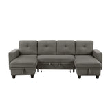 Robinson Dark Brown Sectional with Two Chaises and Pull-out Bed - Ornate Home