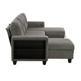 Robinson Dark Brown Sectional with Two Chaises and Pull-out Bed - Ornate Home