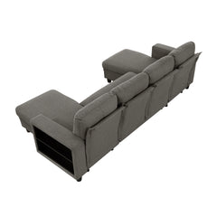Robinson Dark Brown Sectional with Two Chaises and Pull-out Bed - Ornate Home