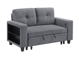 Robinson Gray Pull-Out Loveseat with Storage Shelves and USB Charging Ports - Ornate Home
