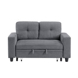 Robinson Gray Pull-Out Loveseat with Storage Shelves and USB Charging Ports - Ornate Home
